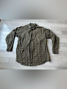 Men’s Patagonia Brown Plaid Button Down Cotton Flannel Long Sleeve Shirt Size L
